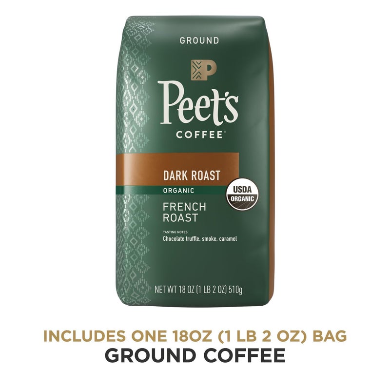 Peet's Coffee, USDA Organic Dark Roast Ground Coffee - French Roast 18 Ounce Bag - Image 2